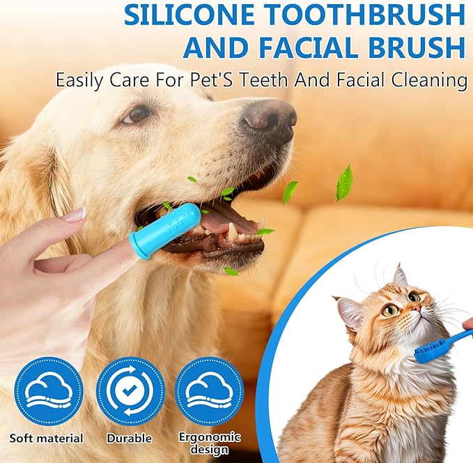 nooepc 6PCS Dog Washing Gloves Pet Grooming Gloves Dog Bath Supplies Dog Bath Brush Silicone Gloves for Dogs and Cats Bathing Dog Comb Dog Toothbrush