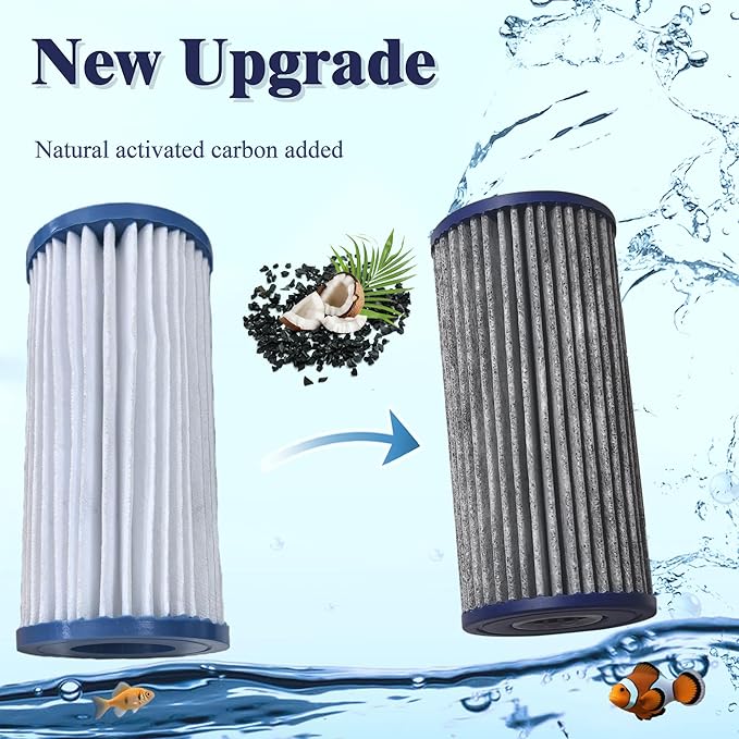 NewKe 8 Pack Activated Carbon Micron Cartridge Replacement for MarineLand Magnum Polishing Internal Canister Filter (Ml90770), Compare to Part# PA0140,4 Upgraded Micron Cartridge and 4 Rubber Gasket
