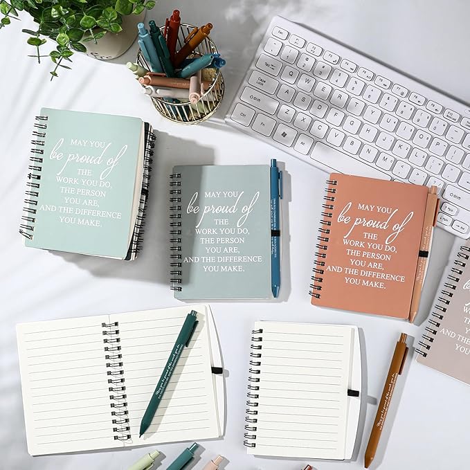 Honoson 50 Sets/100 Pcs Medical Assistant Employee Appreciation Gifts May You Be Proud The Work Notebook with Ballpoint Pen Inspirational Journals Bulk Thank You Gifts for Team Coworker (Novel Color)