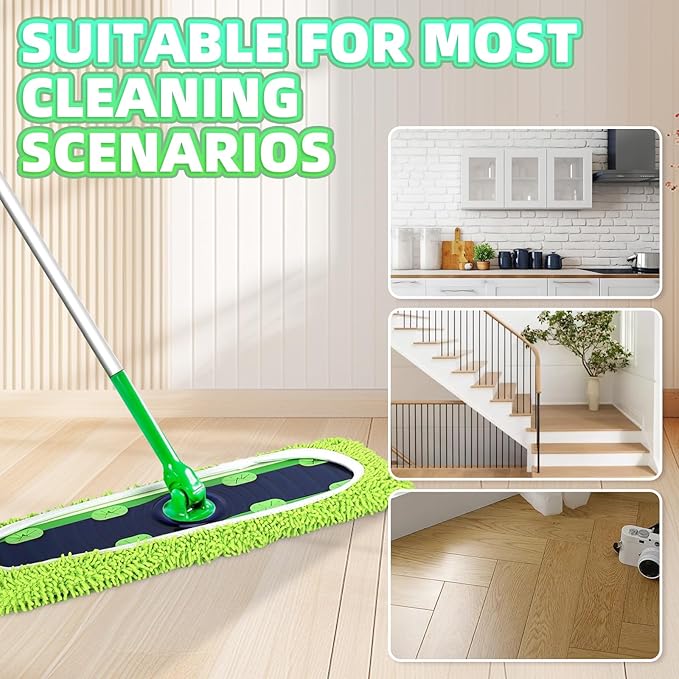 4 Pack Reusable X-Large Mop Pads Compatible with Swiffer Sweeper XL, Microfiber Chenille Washable Swiffer XL Mop Pads, Dry & Wet Sweeping Mopping Cloths XL