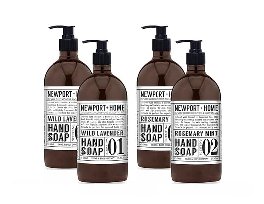 Newport Home Hand Soap, Wild Lavender and Rosemary Mint, 21.5 fl oz, Set of 4, Home and Body Co