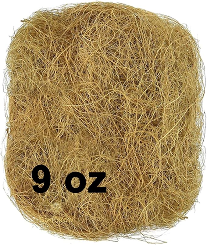 Coconut Fiber, 9oz. Comfortable Bedding for Small Birds and Animals, Nest Material for Nest Building, Hideouts, Plants and Upholstery