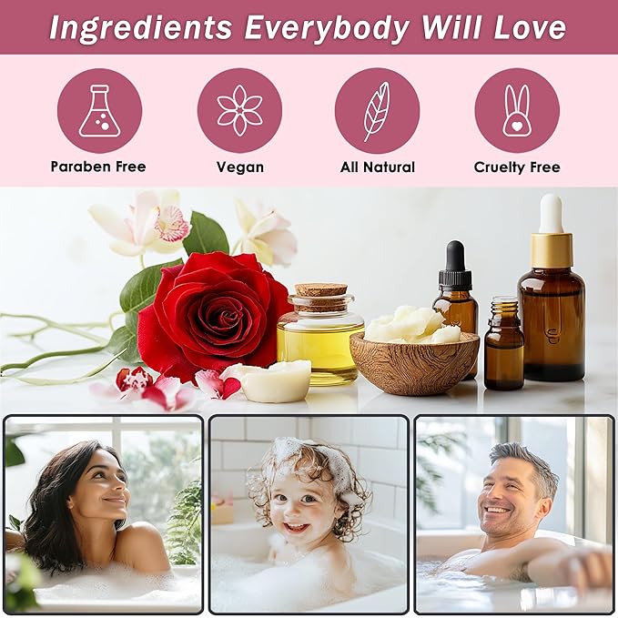 Spa Baskets For Women - Luxury Bath Set With Rose Oil & Orchid - Spa Kit Includes Wash, Bubble Bath, Lotion, Bath Salts, Body Scrub, Bath Spray, Shower Puff, Bathbombs, Soap and Towel