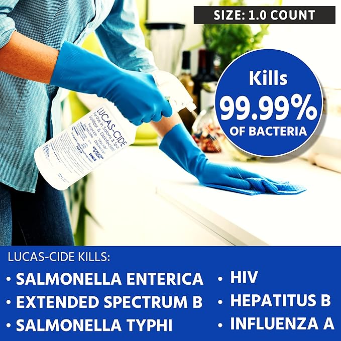 LUCAS-CIDE Salon and Spa Disinfectant, Hospital Grade, Blue, 32 Fl Oz