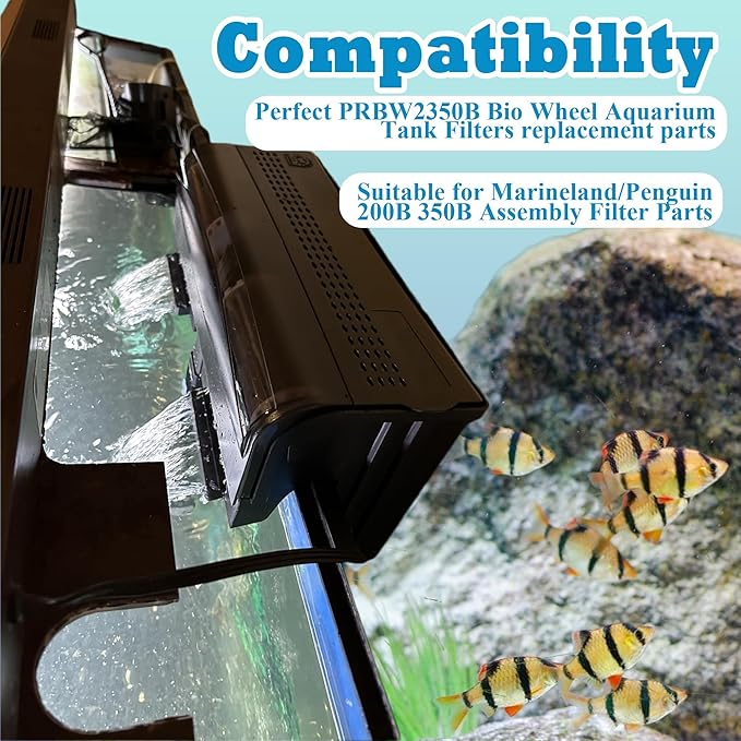 Newke 2 Pack Upgraded PRBW2350B Activated Carbon Bio Wheel Aquarium Tank Filters Replacement Parts for Marineland 200B 350B Assembly Filter Parts, Perfect refills for Penguin 200B 350B Assembly Filter