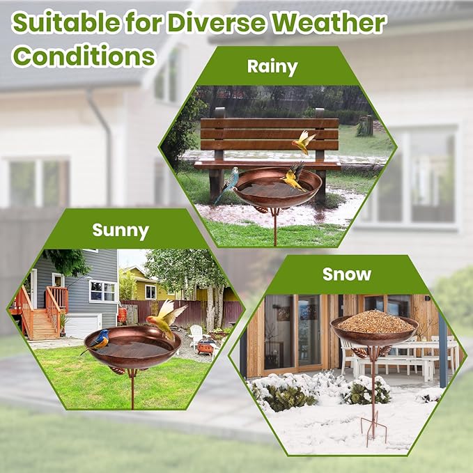 2 Pack Metal Bird Bath for Outside, Vintage Freestanding Birdbaths & Birdfeeder, Bird Baths Feeder Bowl for Outdoors Garden Patio Yard Lawn Decor