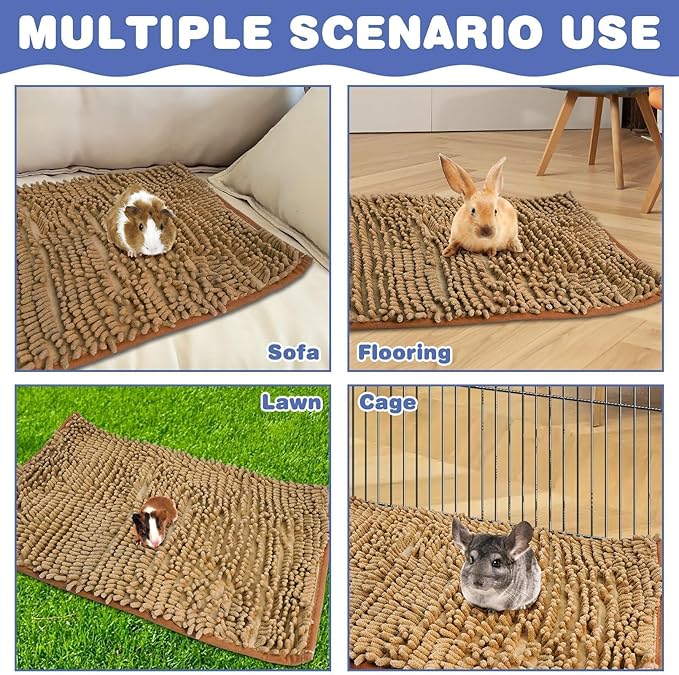 PINVNBY Guinea Pig Cage Liner Washable Guinea Pig Fleece Cage Liners Reusable & Non-Slip Guinea Pig Pee Pads Small Animal Cage Accessories for Bunny Rabbit Hamster Rat Ferret (Brown, 47" x 31")