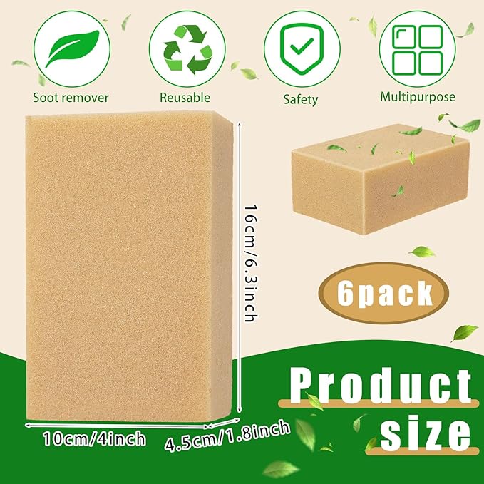 6 Pack Reusable Eraser Sponge Dry Cleaning Sponge for Soot Pet Hair Dust Dirt Painted Walls Books Car Interior Home Cleaning (6.3'' x 3.9'' x 1.8'')