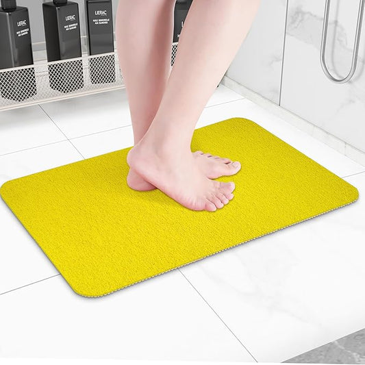 Non-Slip Bathtub Mat, Anti Slip Shower Mat, Fast Drying Bathtub Mats, Foot Scrubber Mat, Anti Slip Mat for Tub, Floor, Bathroom, Kitchen, Home, Hotel (Yellow 24"×16")