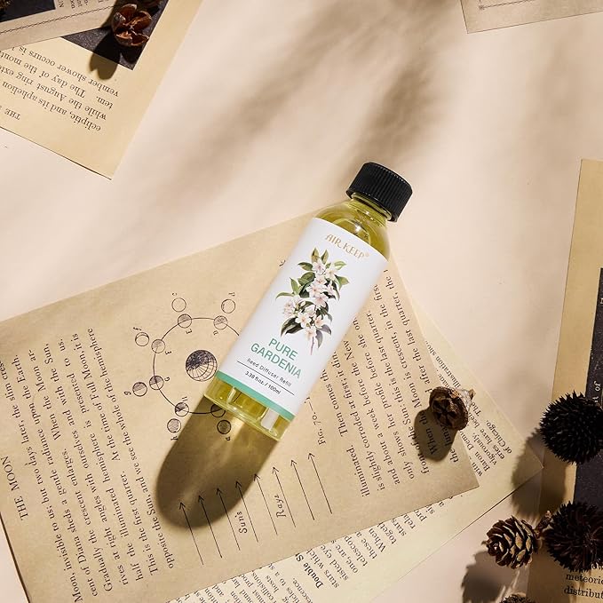 Airkeep Reed Diffuser Oil Refill/Pure Gardenia/3.38oz（100ml/1 Pack/Scented Oil Refill for Reed Diffuser Home Fragrance for Bedroom, Bathroom Office Home Decor