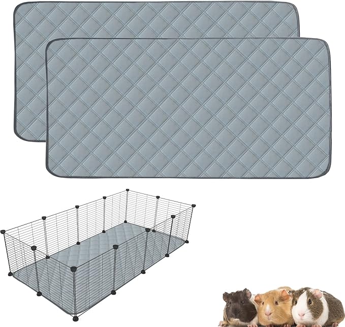 2 Pack Guinea Pig Cage Liners for C&C 2x4 Habitat Washable Guinea Pig Bedding Super Absorbent | Waterproof | Non Slip| Reusable Guinea Pig Pee Pads for Small Animals Cages - 57.1" x 27.6"
