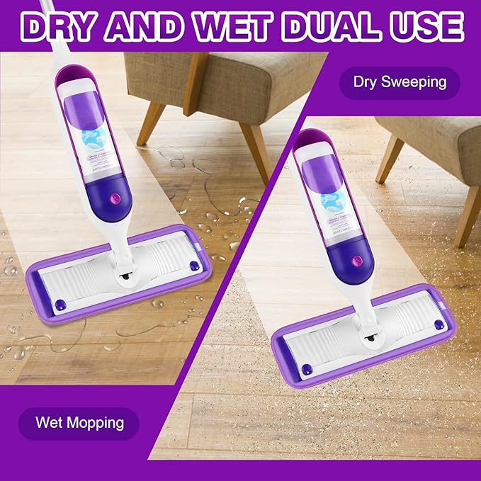 HOMEXCEL Reusable Microfiber Mop Pads for Swiffer PowerMop, Power Mop Pads Refills for 13 ''-15 '' Spray Mop, Machine Washable Pad Replacement for Multi-Surface Floor Cleaning, Pack of 4