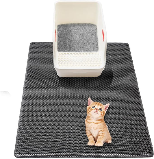 Large Cat Litter Box Mat,35"X 25" Litter Trapping Mat for indoor Cat, Litter box Mat for Floor, 2 Layer Litterbox Catcher Rug for Kitty Pet,Waterproof Urine Proof, Clean Easily, Non-Slip