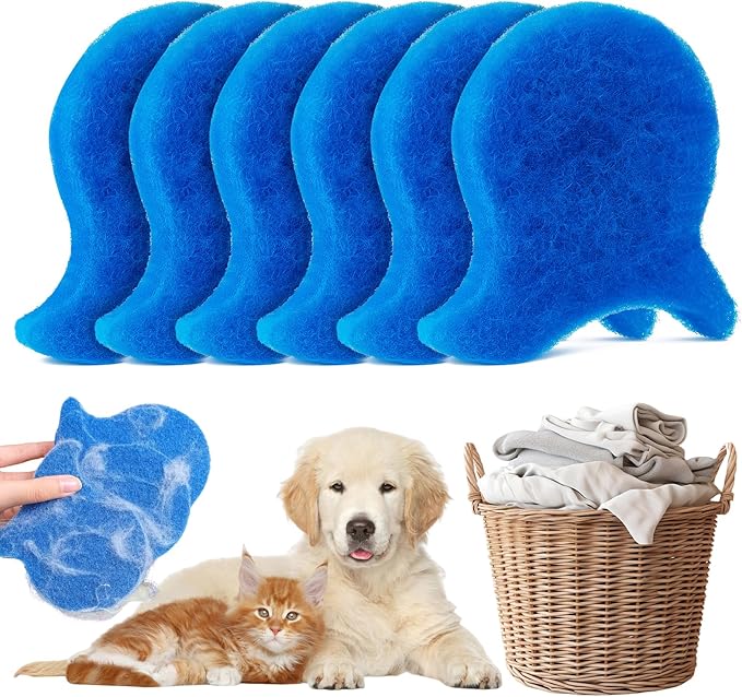 6PCS Pet Hair Remover for Laundry, Reusable Cat & Dog Hair Remover for Laundry, Washing Machine Pet Hair Catcher, Lint Fur Catcher Tool for Washer Floor Sofa Bedding Clothes