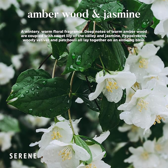 Hidden Label Large Scented Candle, Amber Wood & Jasmine, 30oz 3 Wick Huge Candle, Serene Collection Slow Burn Natural Soy Candles for Home Scented