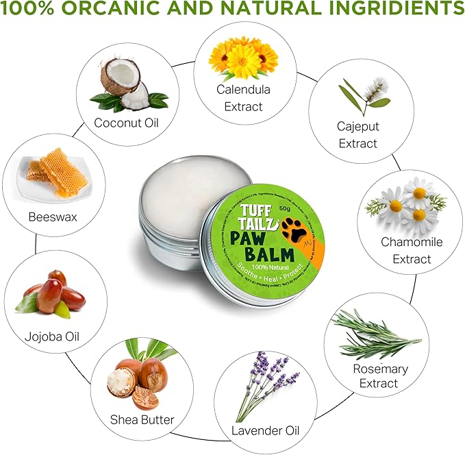 Dog Paw Balm - Heals, Repairs & Restores Dry, Cracked & Damaged Paws - Moisturizes & Soothes Irritated Paws & Noses - 100% Natural Moisturizer & Paw Protectors for Dogs & Cats- 1.70 Oz