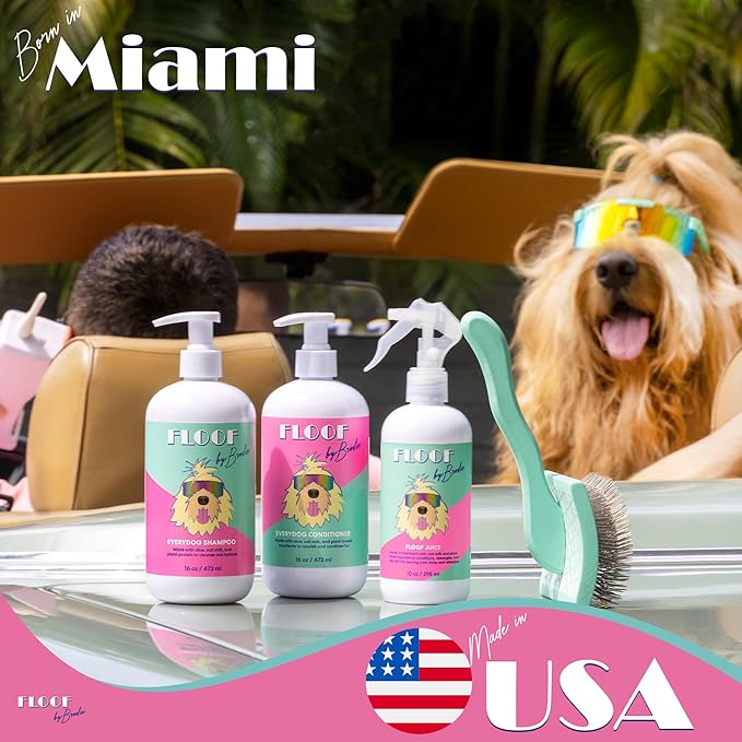 Floof by Brodie Floof Juice Dry Shampoo for Dogs - Hypoallergenic Conditioning Detangling - No Rinse Spray for Odor Control for Smelly Dogs, Waterless - Made in USA (10oz)