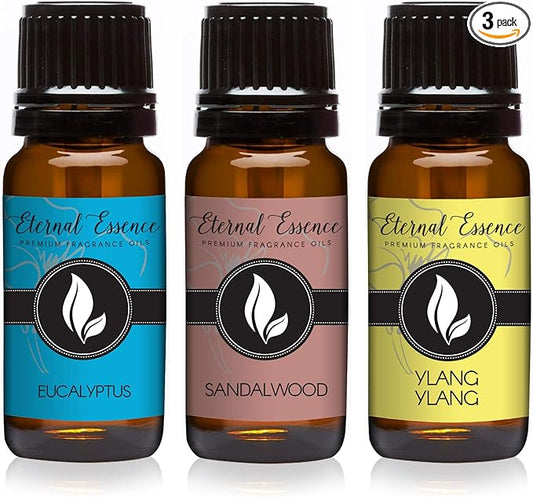 Eternal Essence Oils - Trio (3) - Sandalwood, Eucalyptus & Ylang Ylang - Premium Fragrance Oil Set - 10ML