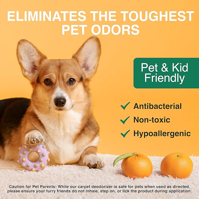 Good Natured Brand | Carpet Deodorizer & Freshener Powder | 31 oz Pet Odor Eliminator for Strong Odor & Pet Urine | Fresh Natural Sweet Orange Scent | Safe for Homes with Pets