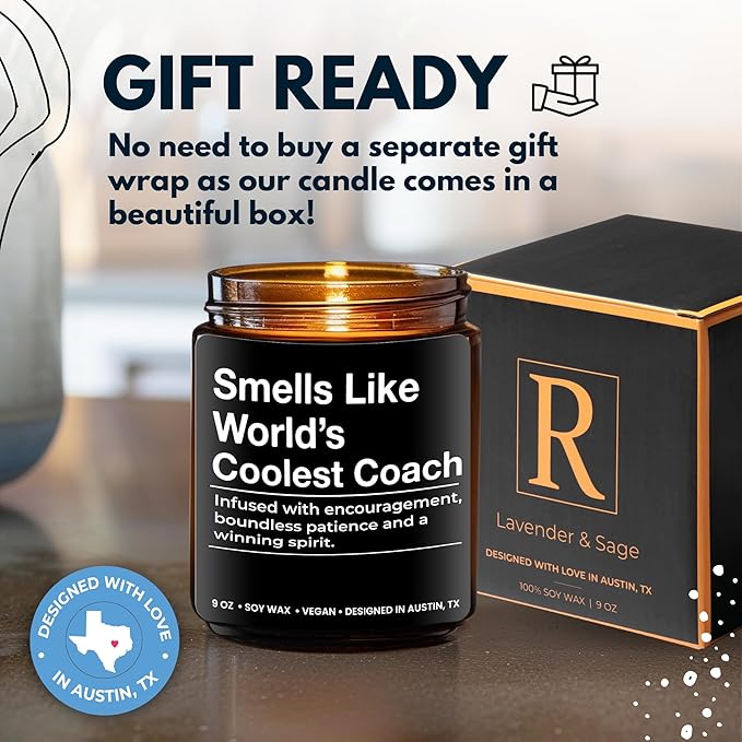 World's Coolest Coach Candle, Best Coach Gifts, Thoughtful Coaches Gifts, Thank You Coaches Presents for Men and Women, Ideal Best Coach Present, Appreciation Gift for Birthday, Christmas, Gift Ready