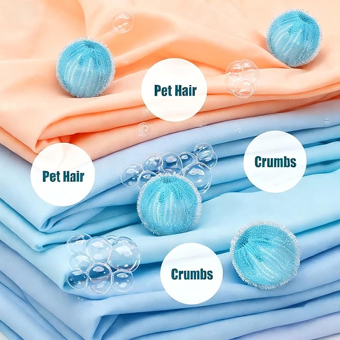 12 PCS Reusable Pet Hair Remover for Laundry - Effectively Removes Dog Cat Hair, Lint, Dander from Clothing and Bedding, Pet Hair Catcher - Safe for Washer & Dryer(Ocean Blue)