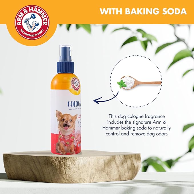 Arm & Hammer for Pets Cologne Pet Fragrance Spray for Dogs with Deodorizing Baking Soda, Rose and Sweet Apple Scented Dog Spray, 6 Ounces