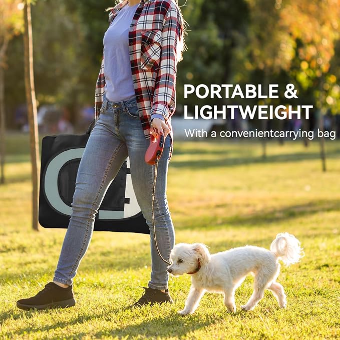 Dog Playpen with Washable Pee Pad, Puppy Pet Cat Playpen Small Dogs Tent Crate Indoor/Outdoor, Portable Pop Up Kennel with Carrying Case for Cats/Rabbits(Grey (29" x 29" x 17") with pad)