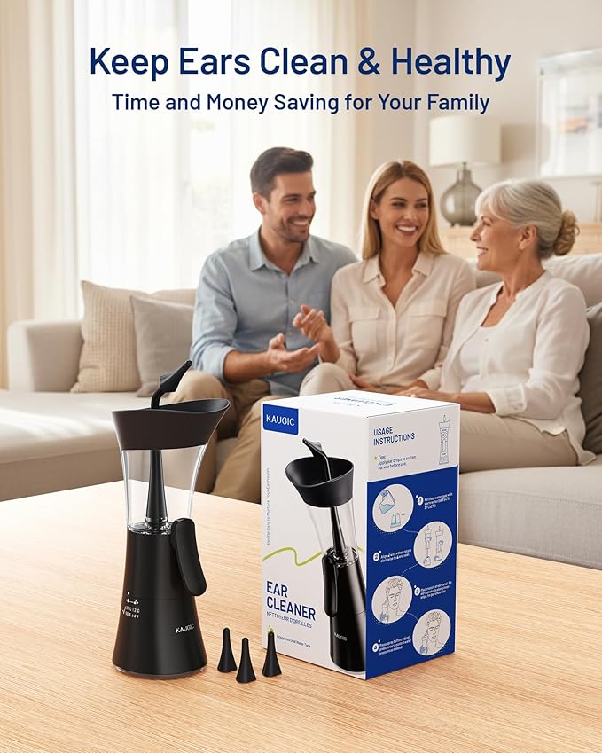 Upgraded Manual Ear Wax Removal Kit, 2-in-1 Water Tank Ear Irrigation Flushing System - Ergonomic Effort-Saving Button, One-Hand Operation, Soft Silicone Tips, Safe & Comfortable for Home Use