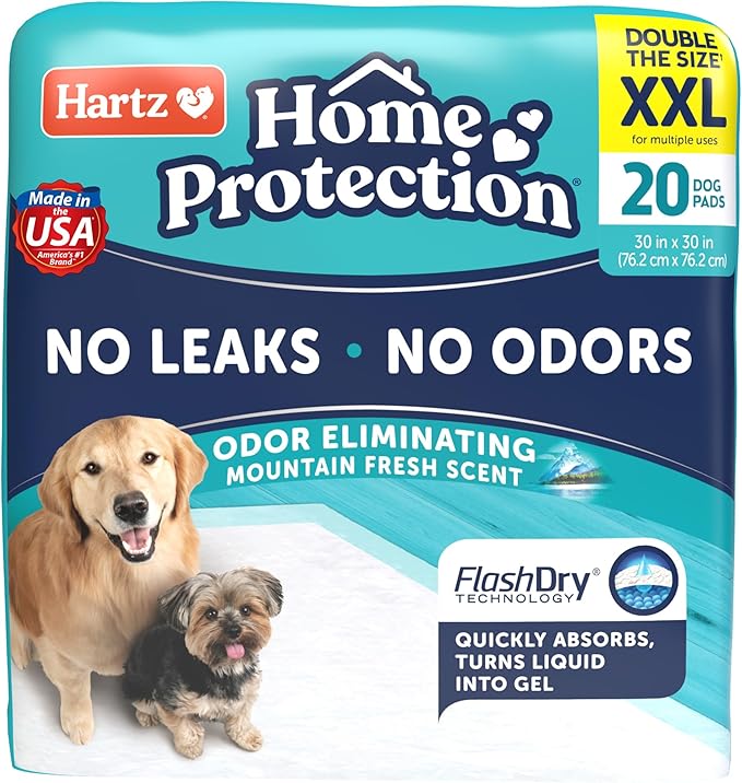 Hartz Home Protection Mountain Fresh Scented Dog Pads, XXL 20 Count, Super Absorbent & Won't Leak, Odor Eliminating