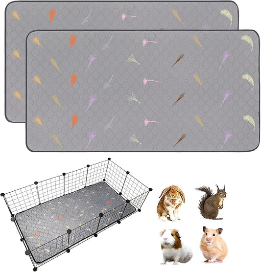 2Pcs Guinea Pig Cage Liners,Guinea Pig Fleece Cage Liners28''X56'' Super Absorbent Washable Pee Pads Reusable for Rabbit Hamster Chinchilla