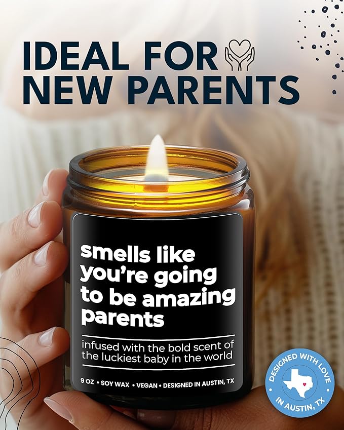 Amazing Parents Candle, Unique Gifts for New Parents for Mother's Day & Father's Day, New Parent Gifts for Couples, Gender Reveal Presents for Mom and Dad to Be, Gift-Ready