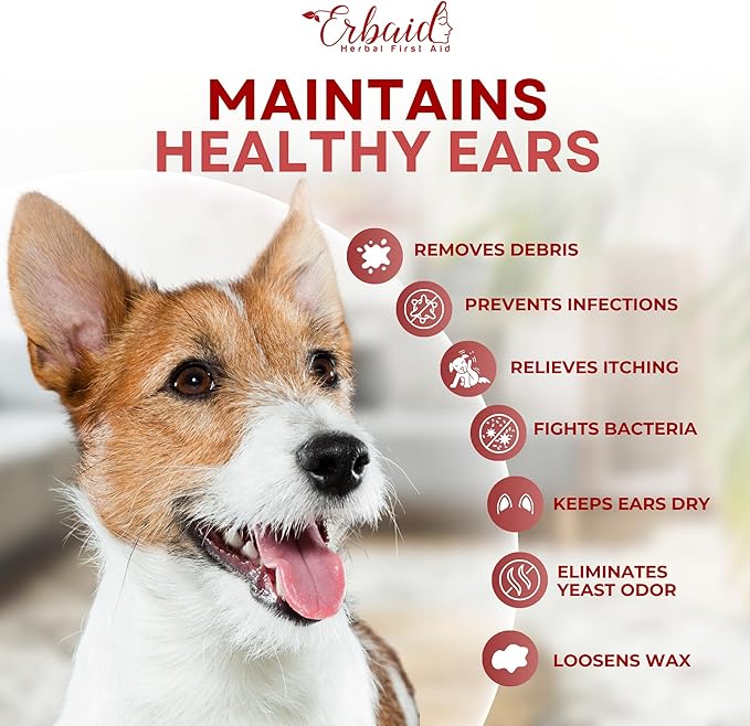Dog Ear Cleaner – All Natural Ear Drops for Dogs Ear Infection – Eliminates Yeast Odor, Loosens Wax, Prevents Infections, Relieves Itching – Safe, Gentle, Effective Itchy Ear Relief, Made in USA