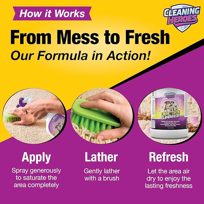 Pet Carpet Cleaner & Urine Odor Eliminator for Strong Odor - 128oz Enzyme Cleaning Spray for Cat & Dog Pee - Spot Cleaner for Carpet Upholstery, Marble, Tile, Wood - Carpet Deodorizer