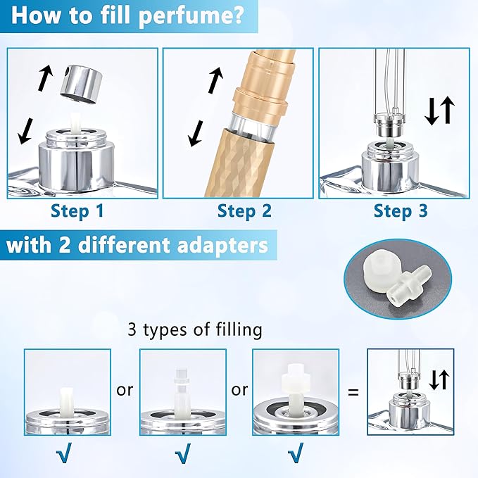 Travel Perfume Atomizer Bottle Refillable - 2-Pack 5ml Leakproof Fragrances Perfume Atomizer, Portable Perfume Sprayer, Perfume Refillable Bottle for Traveling (Black & Gold)