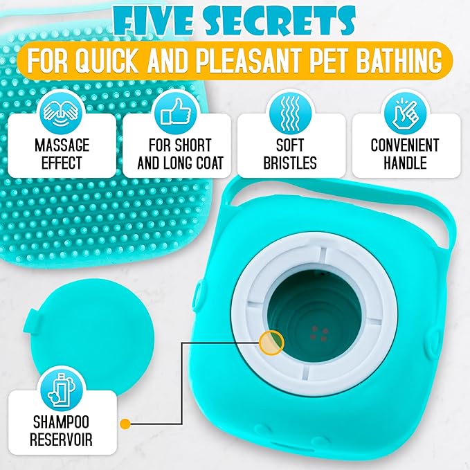 2 Pcs Dog Bath Brush With Soap Dispenser - Silicone Dog Scrubber For Bath Dogs Shampoo Brush Scrubber Dogs Soap Dispenser Exfoliating Shampoo Massage Brush