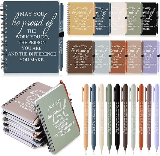 Honoson 10 Sets/20 Pcs Medical Assistant Employee Appreciation Gifts May You Be Proud The Work Notebook with Ballpoint Pen Inspirational Journals Bulk Thank You Gifts for Team Coworker (Vivid Color)