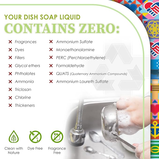 Truly Free Natural Concentrated Dish Detergent Dishwashing Liquid | Plant-Based Dish Soap | Sweet Basil Fresh Scent | 2 Refill Packs with 1 Empty Refillable Squeeze Bottle (16 Oz)