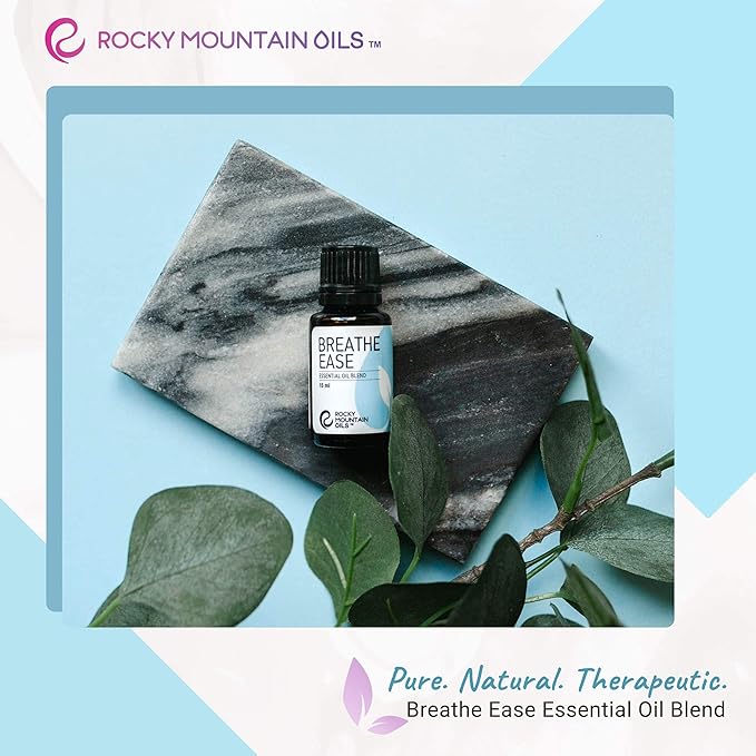 Rocky Mountain Oils Breathe Ease Essential Oil Blend - y Essential Oils for Diffuser, Topical, and Home - Calming and Relief Blend - 15ml