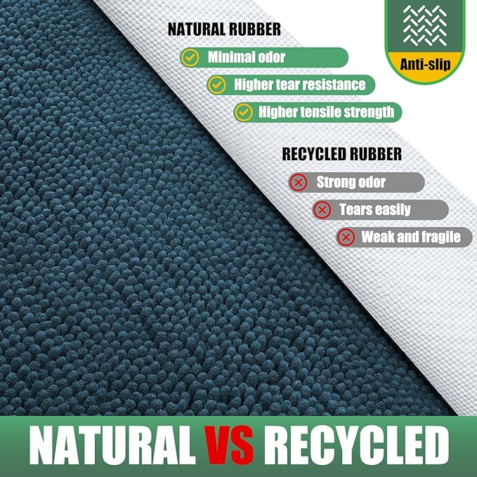 IM HOME Chenille Absorbent Outdoor Doormat 36" x 24", Washable Muddy Door Mats for Dog Non Slip Indoor Doormat Dog Mat for Muddy Paw Front Inside Doormats for Entryway Atlantic Blue