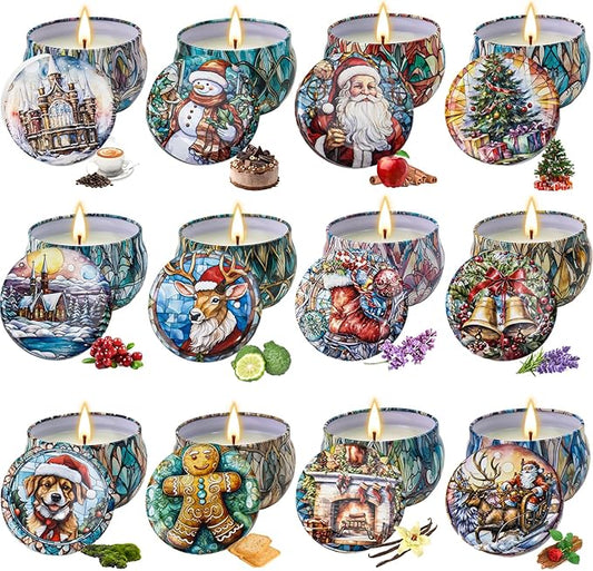 12 Pack Christmas Scented Candles Gifts Set for Women, Candles for Home Scented, 2.5 oz Soy Wax Aromatherapy Candle, Best Gifts for Women Thanksgiving Day Birthday Christmas