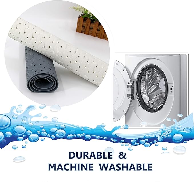 SafeLand- Non-Slip Bath, Shower, Tub Mat, TPR Material, Eco-Friendly, Non-PVC, Machine Washable, No Odor, with Powerful Suction Cups and Drain Holes, Tweed (15"x30" Blue)