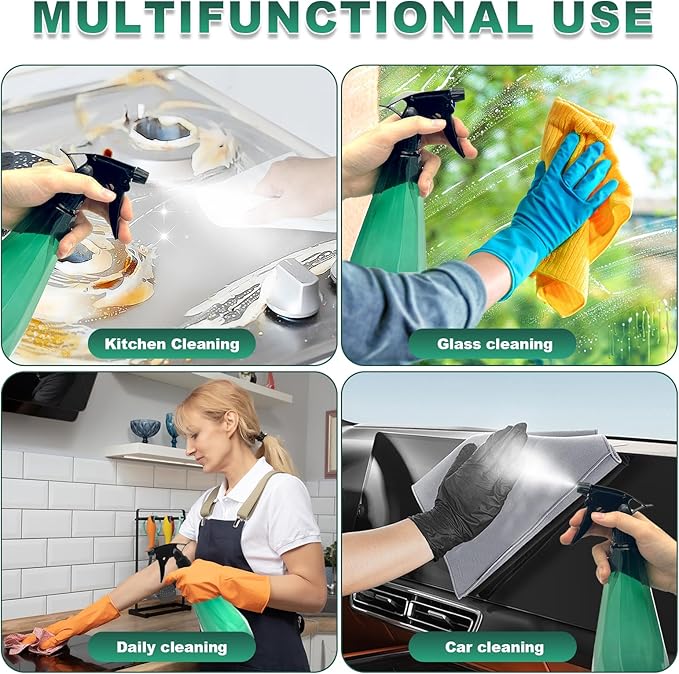 Amber Spray Bottle Cleaning Spray Bottles,Healthy Plastic, 32oz Spray Bottle For Hair&Hand&Clothe&Bathroom&Plant, Empty Mister Refillable Spray Bottles With ET,Essential Oil,Water,etc.(2 pack)