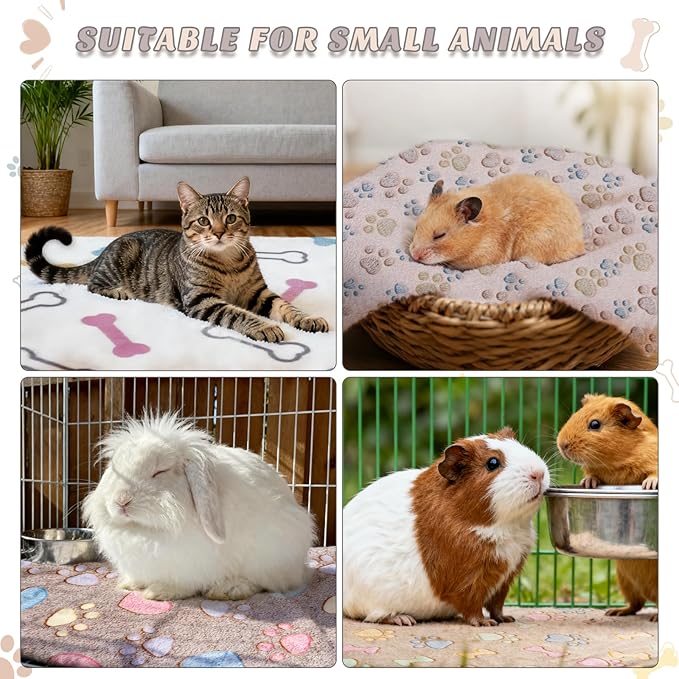 8 Pack Guinea Pig Cage Liner, Washable Guinea Pig Fleece Blankets Beding Accessories, Flannel Throw Warm Sleep Mat, Pet Pee Pads for Small Animal Hamster Rabbit Puppy Cat (Dark Color, 30x20 Inch)