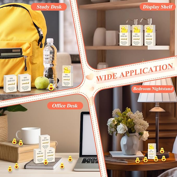 25 Set Employee Appreciation Gifts Bulk Coworkers Thank You Desk Pets Holiday Small Cute Emotional Support Resin Ornaments Card Box for Women Men Adults Office (Heart Duck)