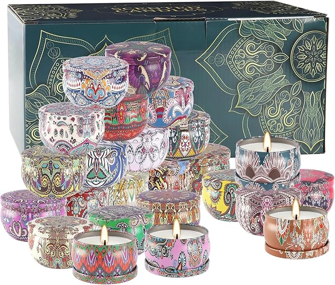 24Pack Scented Candles,Soy Wax Jar Candles,Aromatherapy Candles for Home 2.5 OZ Scented Candles for Mom for Christmas Candles, Birthday, Thanksgiving, Mother's Day,Valentine'sDay