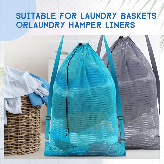 4 Pcs Large Mesh Laundry Bag with Adjustable Drawstring Closure 24 x 36 Inches Travel Laundry Bags for Dirty Clothes Machine Travel Washable College Dorm Sports (Classic)