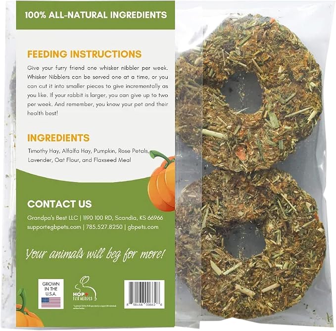 Grandpa's Best Whisker Nibblers Pumpkin Rose Petal Treats for Rabbits, Guinea Pigs and Small Animals
