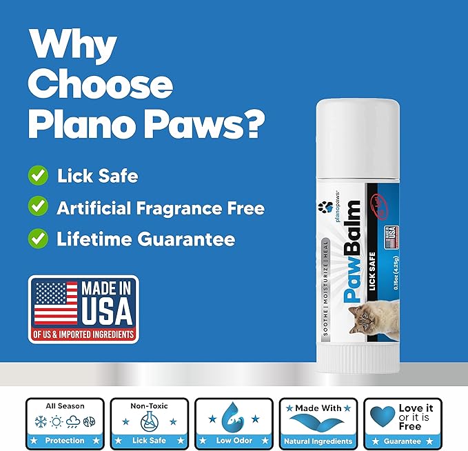 Lick Safe Cat Paw Balm - 0.15 Oz Paw Balm for Cats - Natural Paw Butter for Cats - Vet Recommended Cat Paw Protection - Paw Wax for Cats - Fix Dry Cracked Paws - Cat Paw Moisturizer Stick - Cat Stuff