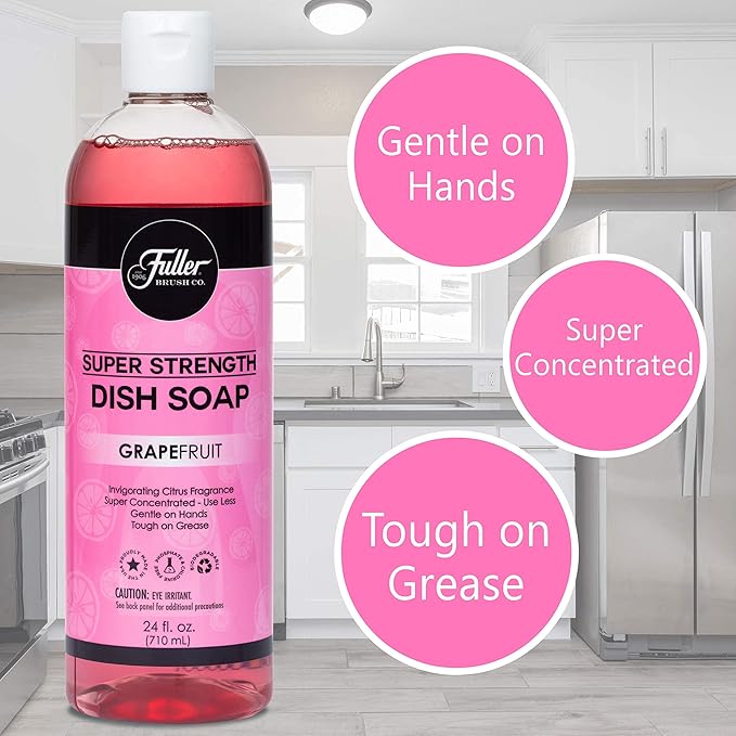 Fuller Brush Super Strength Dish Soap ? Economical ? Use Much Less ? For Dishes, Glasses, Silverware, Utensils, Pots, Pans, Countertops, Tables ? Invigorating Fragrance (Grapefruit) 6 Pack