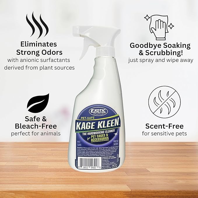 Kage Kleen 16 oz. - 100% Natural, Eco-Friendly, Pet-Safe, Multi-Surface Cleaning Spray for Cages & Accessories